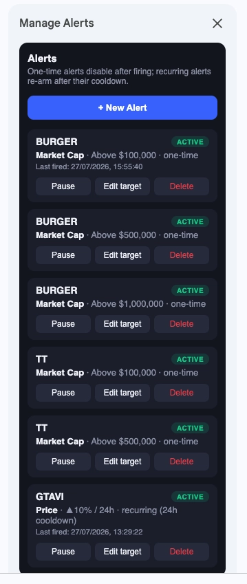 Manage Alerts custom modal window built with Google Apps Script